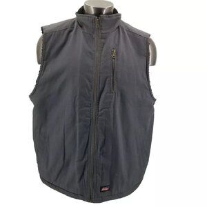 Dickies Fleece Lined Vest Mens 2XL  (50-52) Gray Cotton Duck Outdoor Hunting